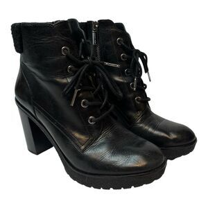 Michael Kors Woman’s Kim Lace Up Bootie Leather, Black, Size 7.5